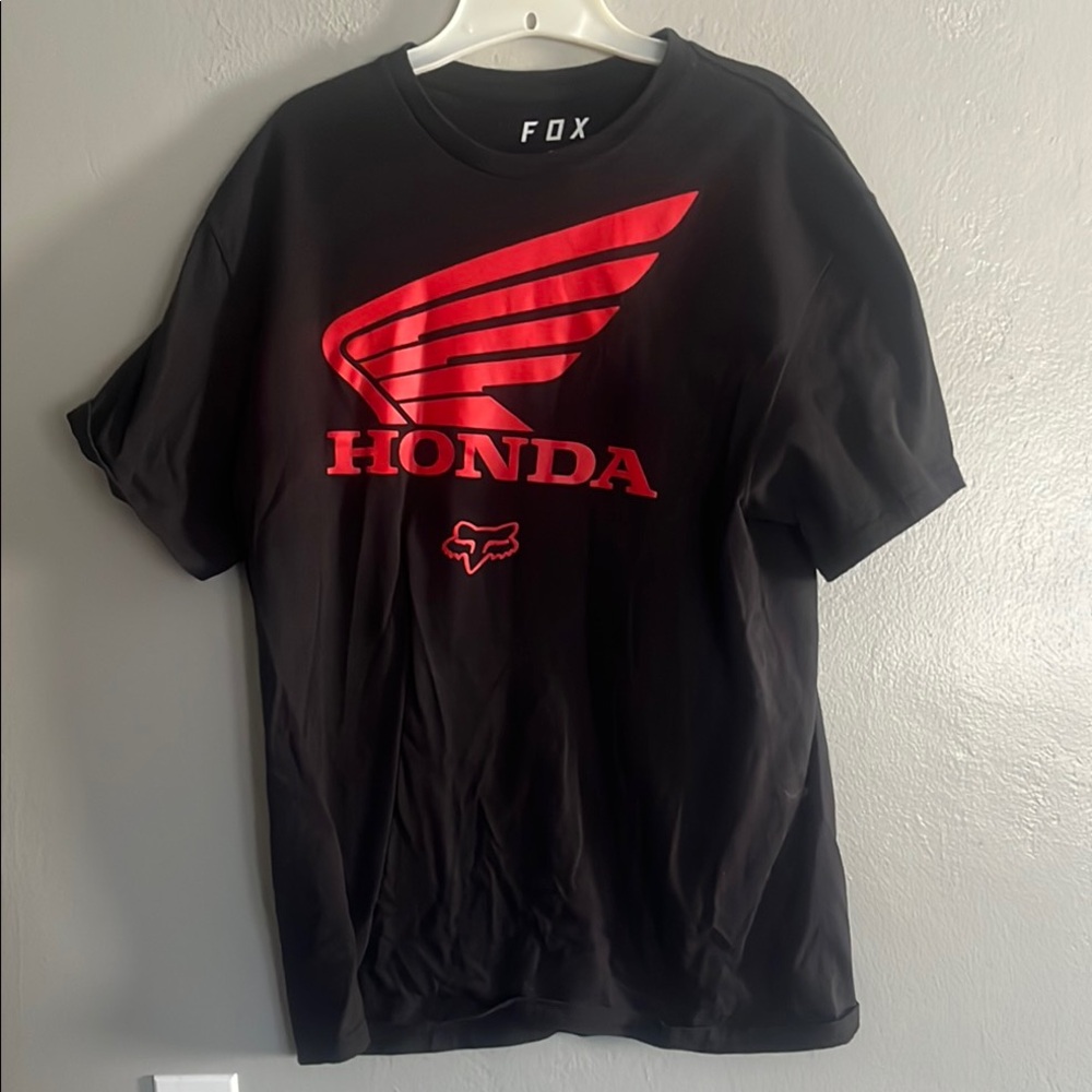 Fox Black Short Sleeve Honda Logo Tee with Red Graphic